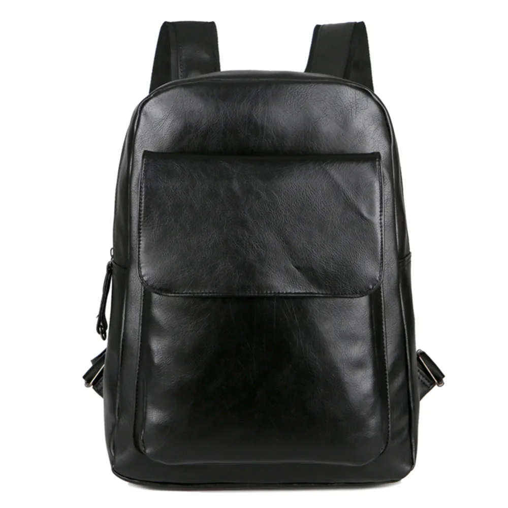 

Men Business Casual Backpacks for School Travel Bag Black PU Leather Men's Laptop Backpacks Vintage Boys bolsa maleta