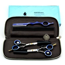 20%OFF 5.5″ inch HUNTERrapoo Professional Hairdressing scissors set Cutting+Thinning Barber shears+kits+combs Barber scissors