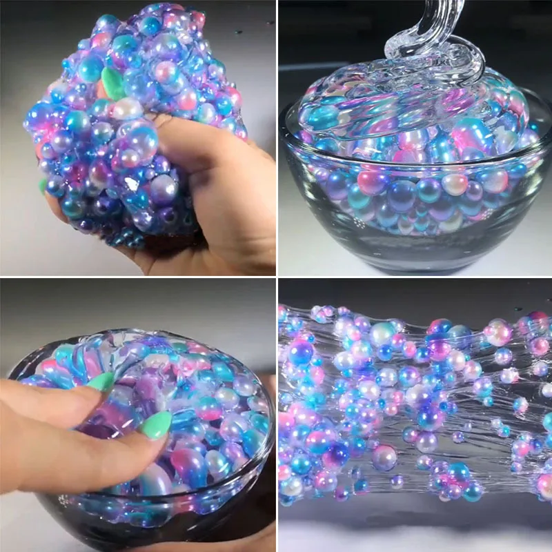

Fluffy Slime Toy DIY Slime Pearl Mud Stress Relief Foam Sludge Transparent Pear Cloud Slime Plasticine Cotton Mud Clay Kid Toy E