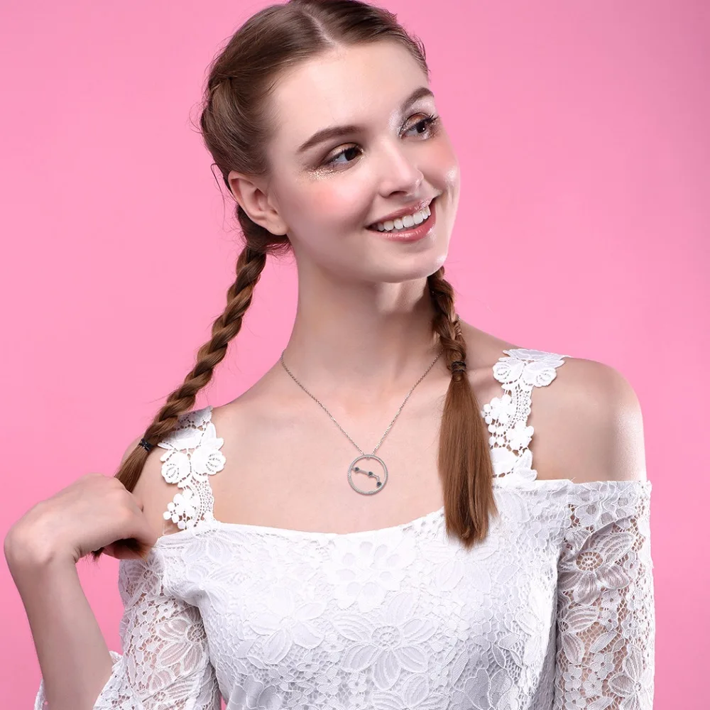Silvercute подлинное серебро 925 пробы Созвездие овна женское ожерелье с красочный