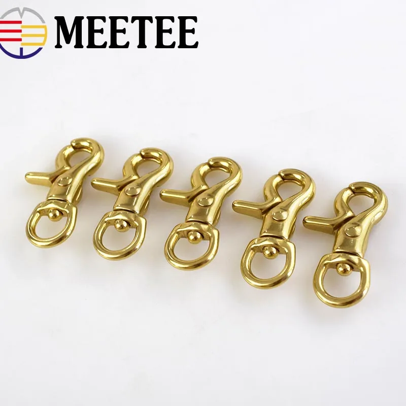 

2Pcs Solid Brass Bag Buckles Metal Swivel Lobster Clasps Shoulder Bag Strap Snap Hook Fastener Keyring Buckle DIY Leather Crafts