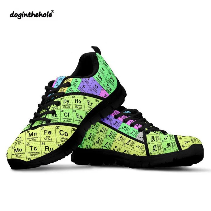 

Doginthehole Sports Shoes Women Shoes Periodic Table Sneakers Mesh Breathable Female Outdoor Fitness Round Toe Walking Shoes