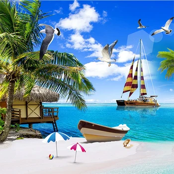 

Custom Mural Seascape Love Sea Coconut Tree Landscape Maldives TV Living Room Backdrop Home Decor 3D Wallpaper Papel De Parede