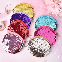 Sequines Карманный Кошелек для монет кошелек для девочек круглый органайзер чехол для наушников Портативный милый детский кошелек на молнии сумки