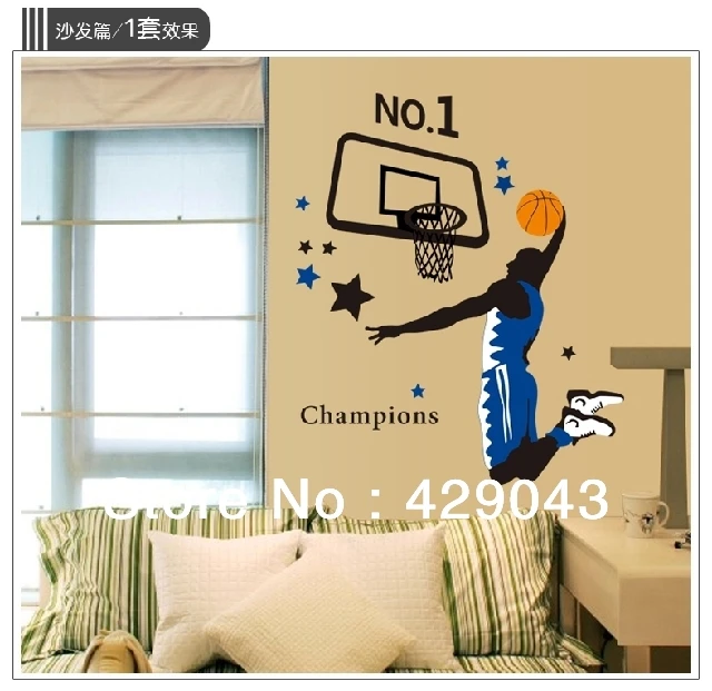 Sports Basketball Slam Dunk wall stickers boys room bedroom home decor decals pvc | Дом и сад