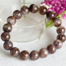 Натуральный натуральная коричневый фиолетовый Титан Cacoxenite отделка стрейч для мужчин браслет Круглый Большой бусины 11,5 мм