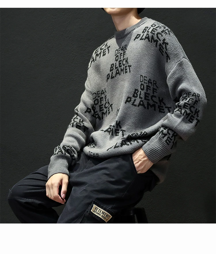 Для мужчин модные пуловеры Большие размеры 4XL 5XL буквы дизайнерский свитер 2019 новые зимние Для мужчин Трикотажные Узкие облегающие