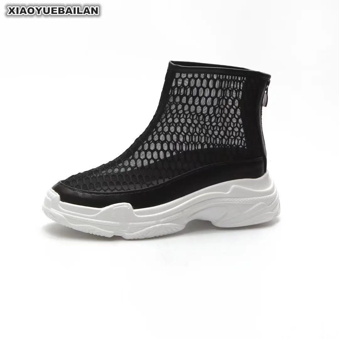 

Hollow-out net boots summer new style students thick bottom muffin with casual mesh hot
