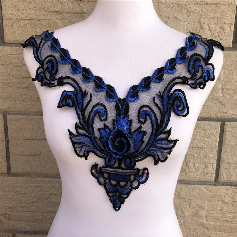 

1Pc 7 Colors Venise Lace Fabric Dress Applique Motif Blouse Sewing Trims DIY Neckline Collar Costume Decoration Accessories