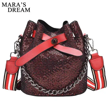 

Mara's Dream PU Leather Women Messenger Bag Solid Color Small Bucket Shoulder Bag Solid Color Girls Vintage Crossbody Clutches