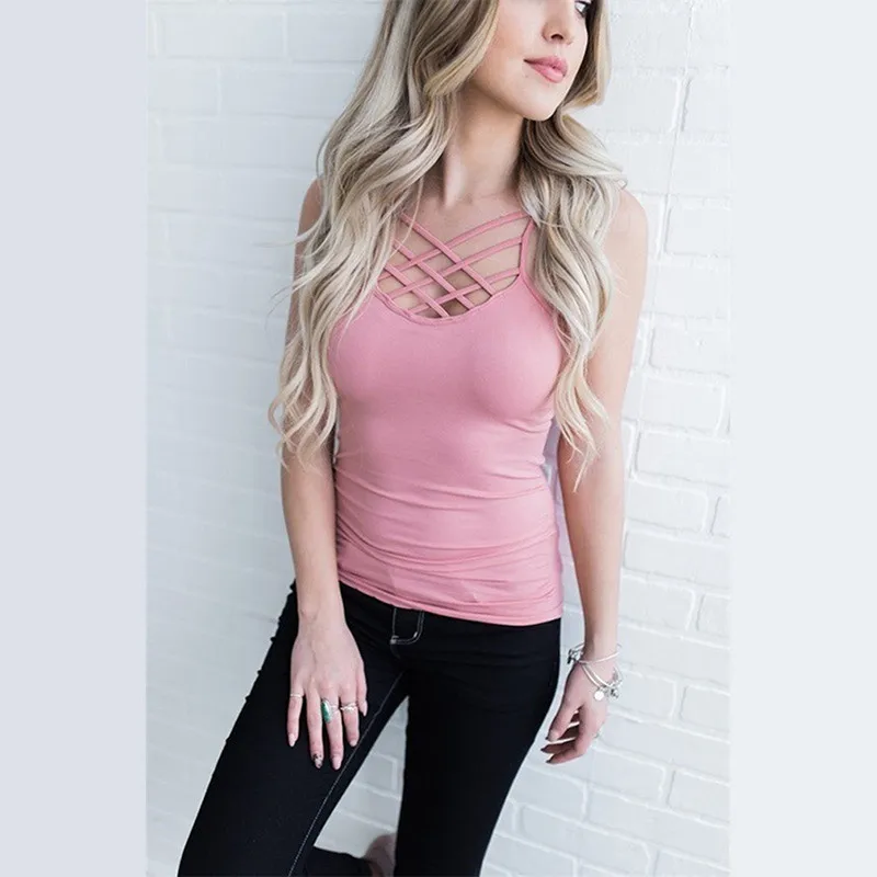 

New Fashion Tank Tops Women Camisole Vest Simple Stretchable Ladies Slim Sexy Strappy Camis Tops Casual Camis