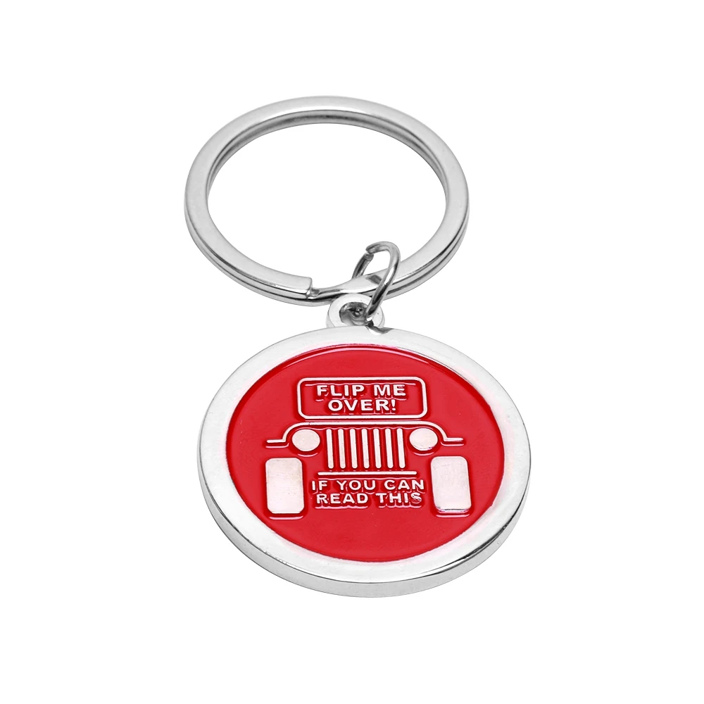 

Fashion Black/Red Key Chain for Jeep Enthusiasts for Jeep "FLIP ME OVER , IF YOU CAN READ THIS" Gift For Any Jeep Owner