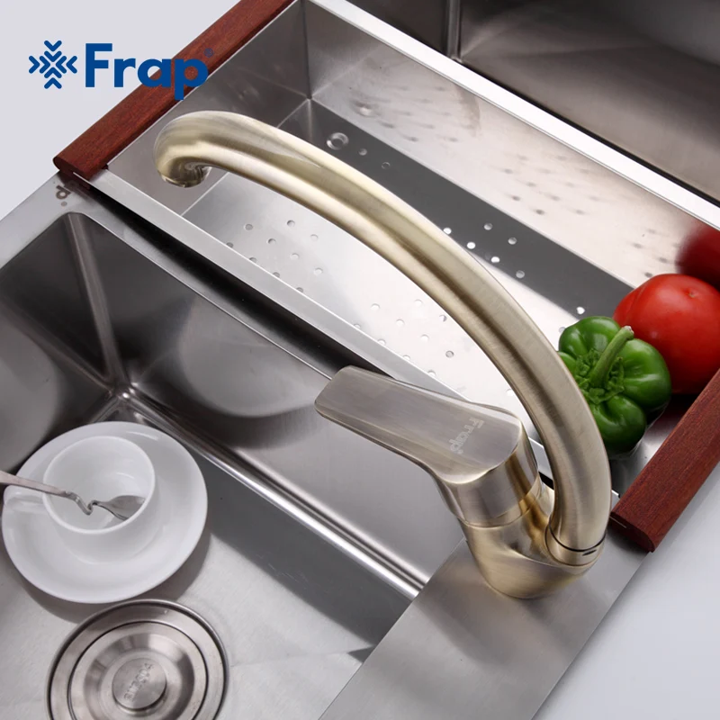  Frap Antique Style Bronze Finish Solid Brass Swivel Spout Kitchen Faucet Single Handle Mixer Tap De - 32759879305
