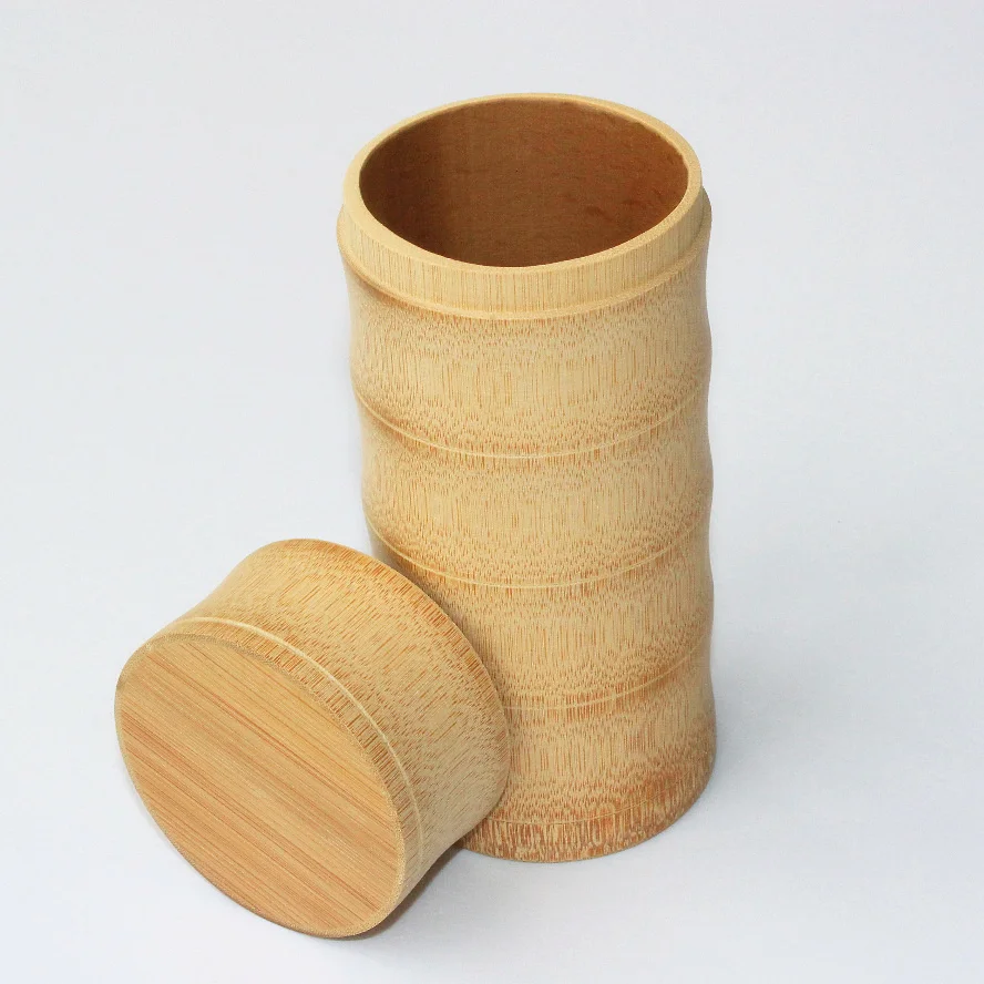 Chinese vintage tea tin box bamboo tea canister for storage
