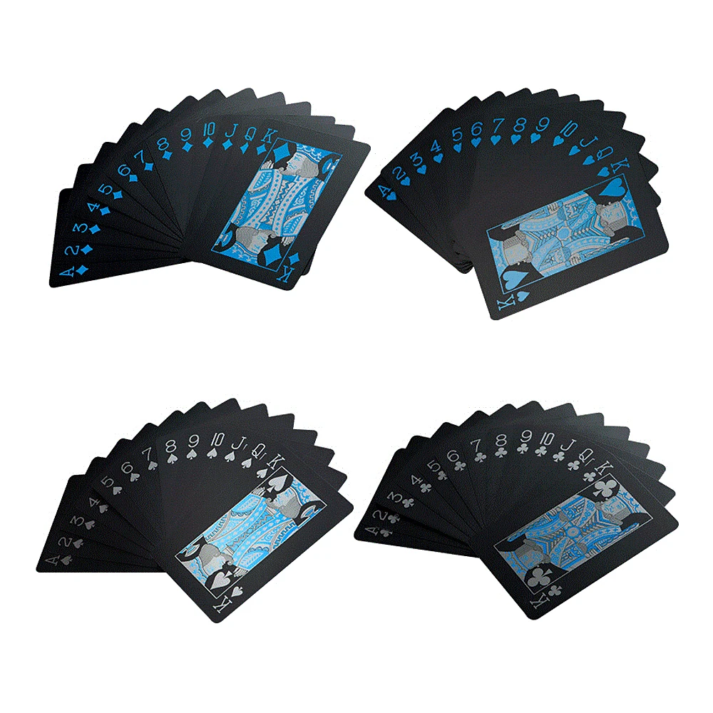 Citygirl 55 Pcs / Deck Poker Waterproof Plastic PVC Set Playing Cards Pure Black Regular