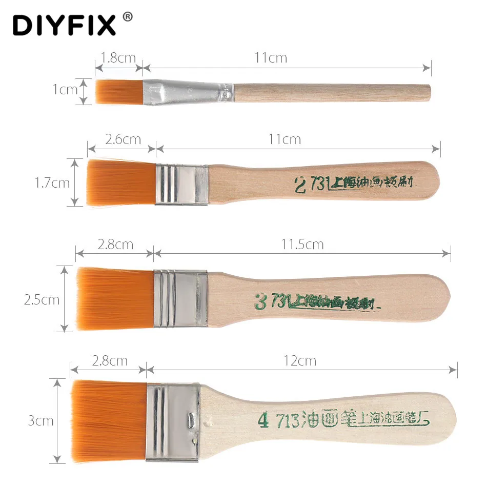 DIYFIX 4Pcs Soft Cleaning Brush Computer Keyboard PC Dust Cleaner Wood Handle for Electronics Mobile Phone PCB Repair Tools Set