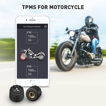 

Bluetooth 4.0 Motorcycle Tire Pressure Monitoring System Motor TPMS APP for IOS Android 2 External Sensor Real Time Voice Alarm