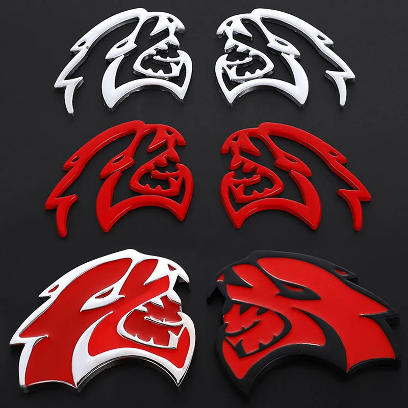 1 Chrome Red Emblem fits SRT Dodge Challenger Charger Hellcat Demon Jeep Badge