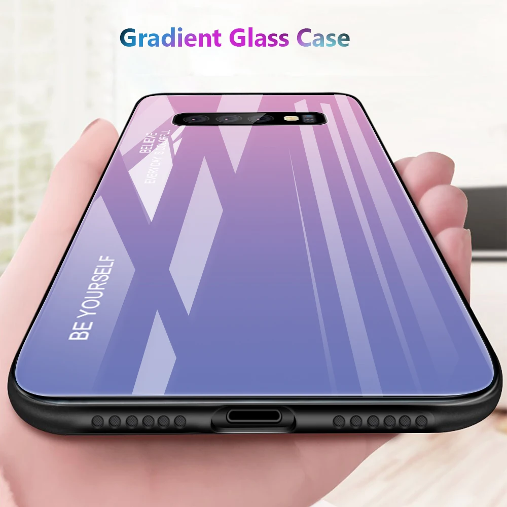 

Case For Samsung Galaxy S10 Plus Phone Case Tempered Glass Cover For Galaxy S10 S10e S10 Plus Gradient Glass Protector Cover