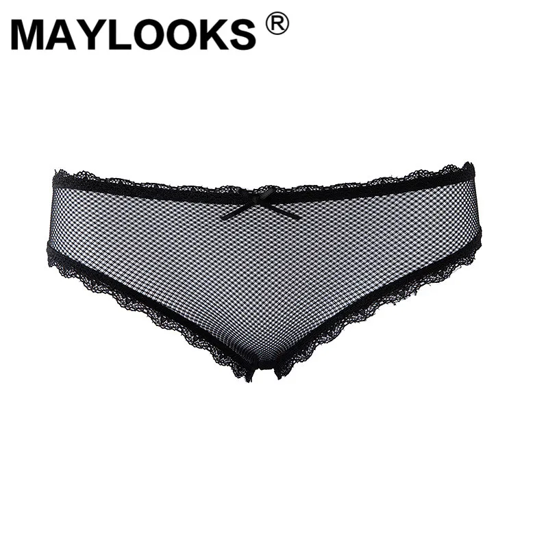 Maylooks новые женские кружевные трусики пикантные сетчатые трусы с низкой талией