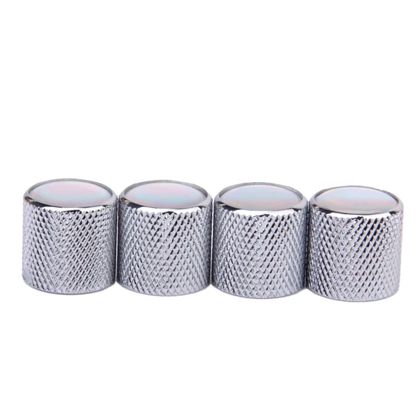 4pcs Volume Tone Control Guitar Knob for Electric Guitar  Silver with Pearl White Top