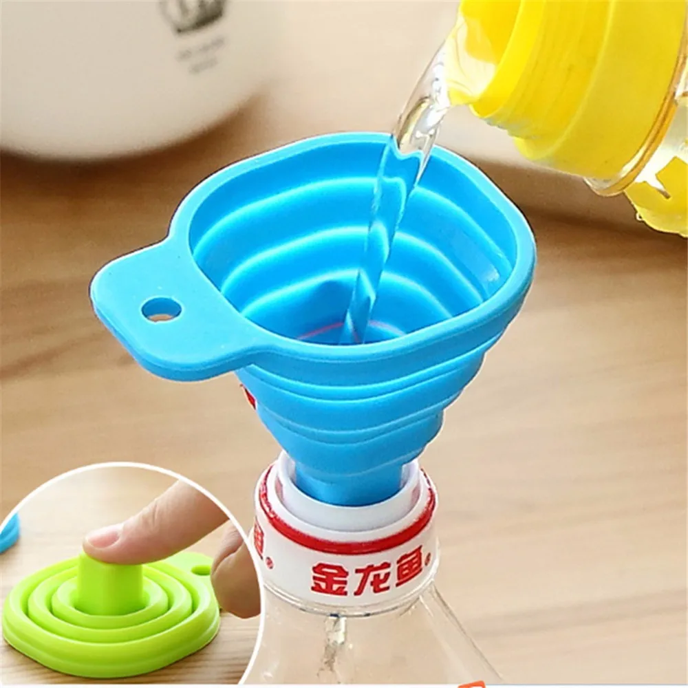 

Hot Kitchen Home Mini folding telescopic long neck funnel creative household liquid dispensing mini funnel Kitchen Tools*