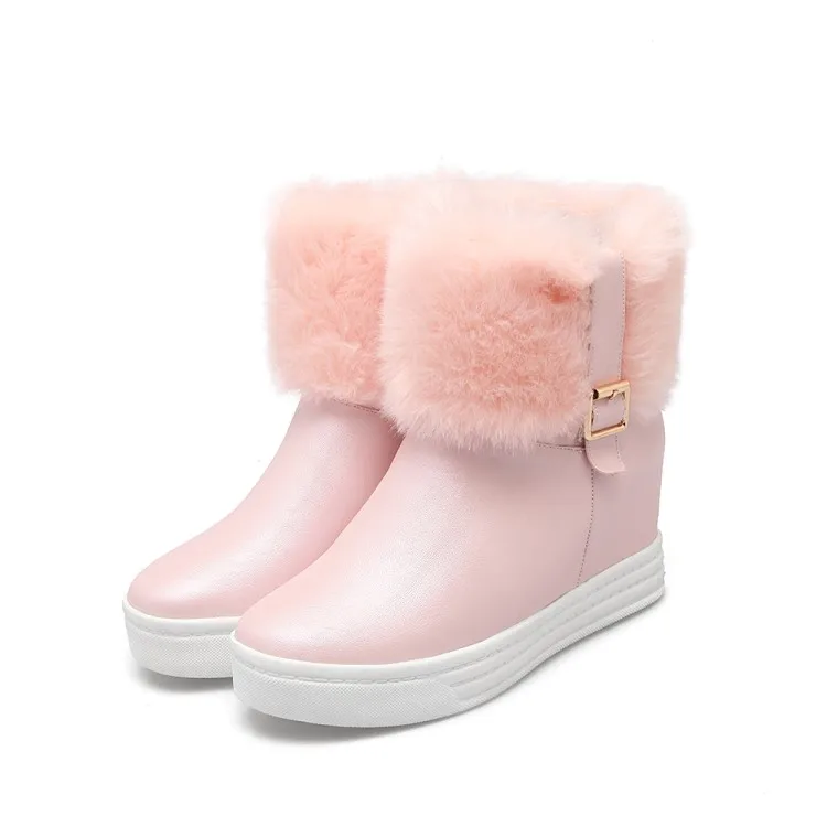 

Big Size 9 10 12 boots women shoes ankle boots for women ladies boots Solid color round head inside raising sleeve