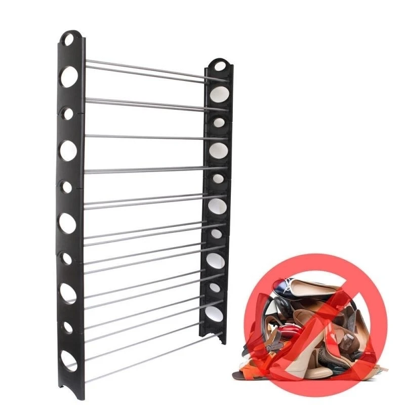 10-Tie Shoe Rack for 50 Pair Wall Bench Shelf Closet Organizer Storage Box Stand (1)