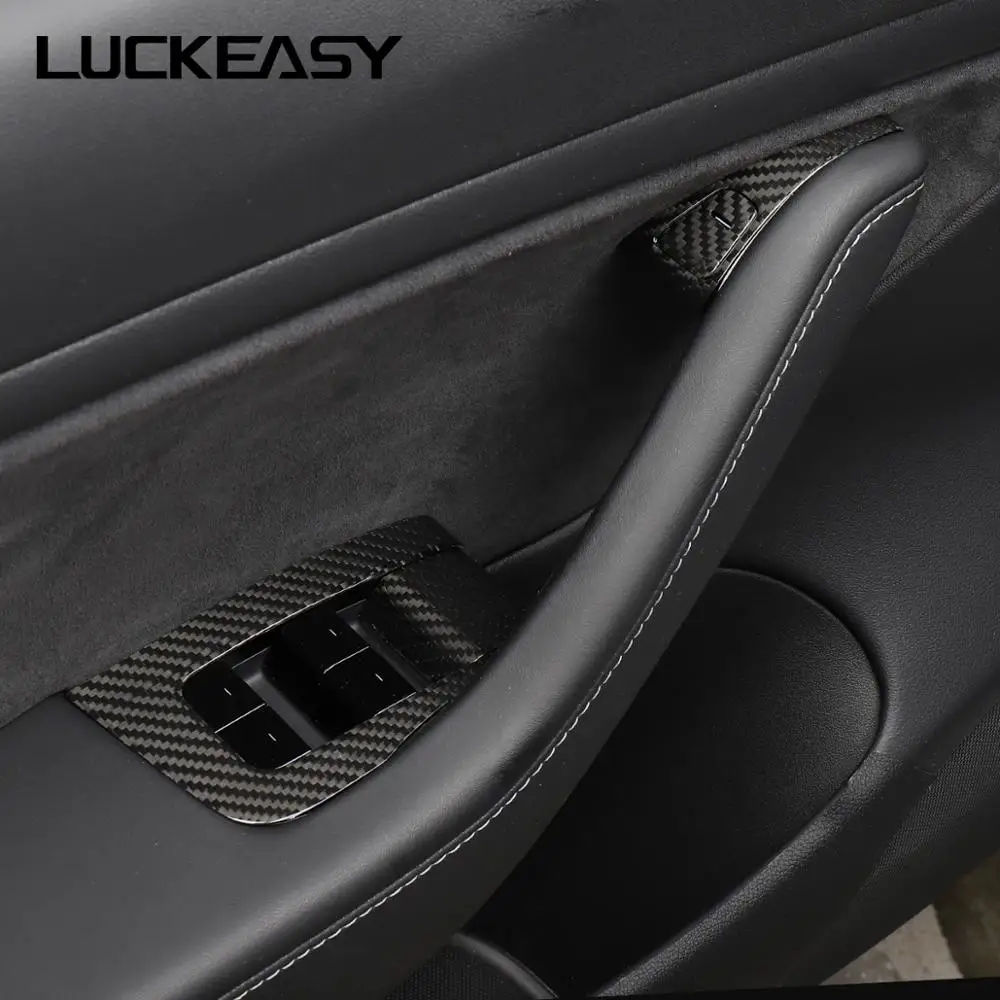LUCKEASY Car window button modified patch for Tesla Model 3 Car interior accessories door lock decorative patch 14pcs/set