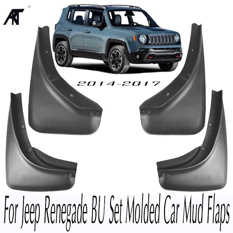 Car Mud Flaps For Jeep Renegade BU 2014-2017 Set Molded Mudflaps Splash Guards Flap Mudguards Fender 2015 2016 Front Rear | Автомобили и