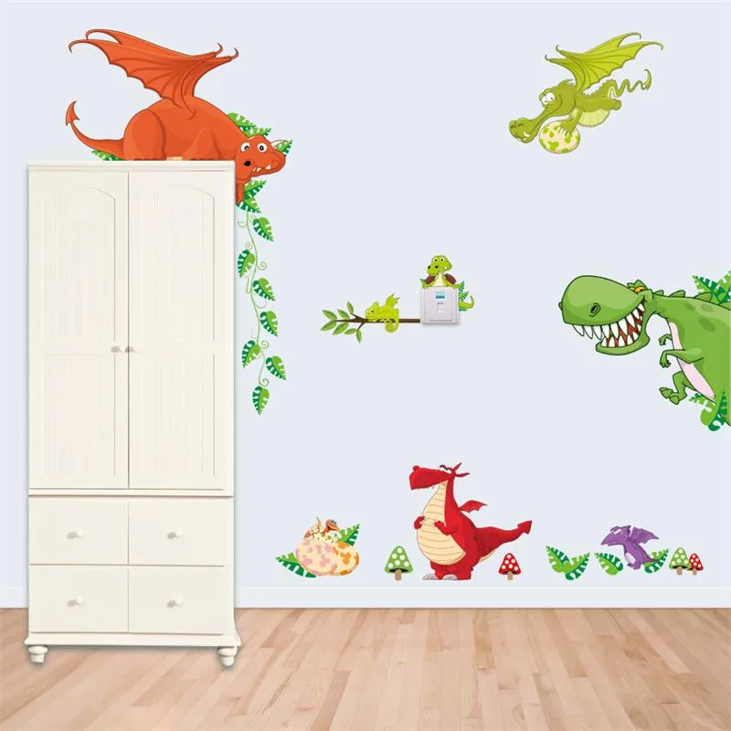 Милые Животные Динозавр живи в вашем доме DIY наклейки на стену домашний декор Джунгли Лес тема обои подарки для детской комнаты декор