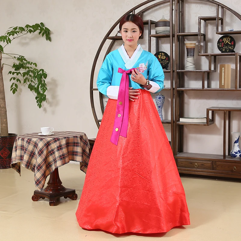 woman elegant Korean traditional Costume flower print 