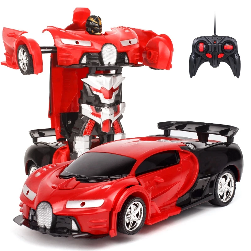 2 In 1 RC Car Sports Car Transformation Robots Models Remote Control Toy Kids(red