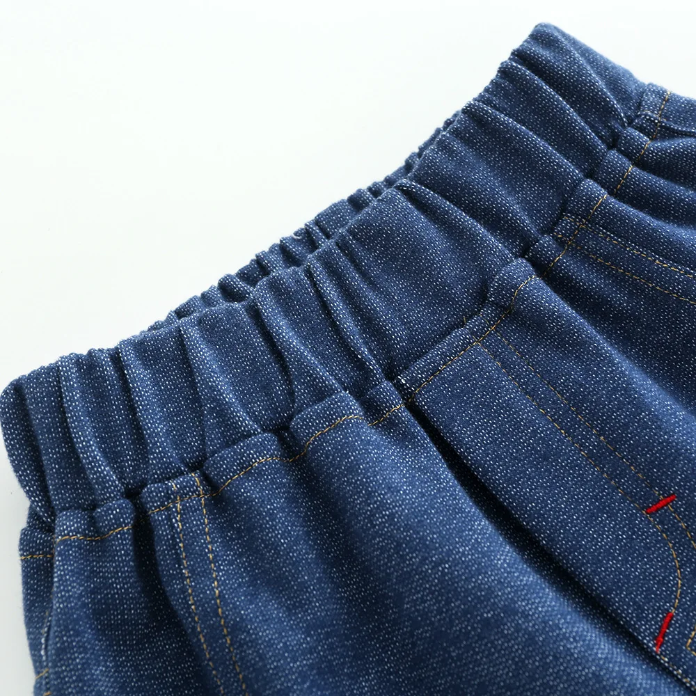 Spring Fall Solid elastic imitated jeans on the boy Breathable jeans for girls Casual Toddler Child Trousers Infant Cotton Pants