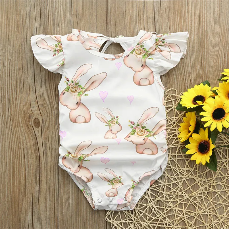 

Baby Rompers Summer Sleeveless Baby Girls Clothes Cotton Rabbit Printed Romper Jumpsuit Baby Clothing Baby Costume F26#2