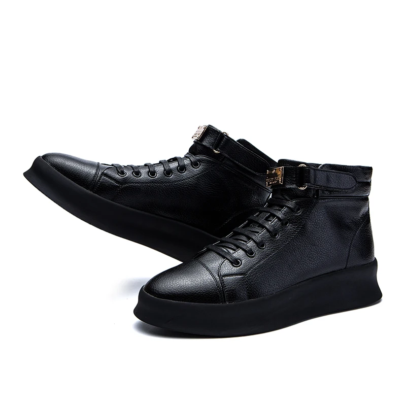 

Genuine Leather Men Waterproof Shoes Men Casual Sneakers Fashion Ankle Boots For Men High Top Winter Men Shoes Size 38-43 ax5