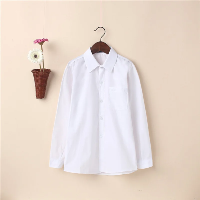 lace cotton solid White baby kids boys Blouse white shirts with long sleeves for children boys christmas gift