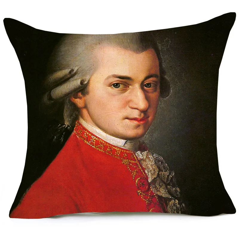 Европейский Винтажный Чехол на подушку с изображением портретов, с жемчужной серьгой, Beethoven, Наволочка на диванную подушку, чехол - Цвет: E
