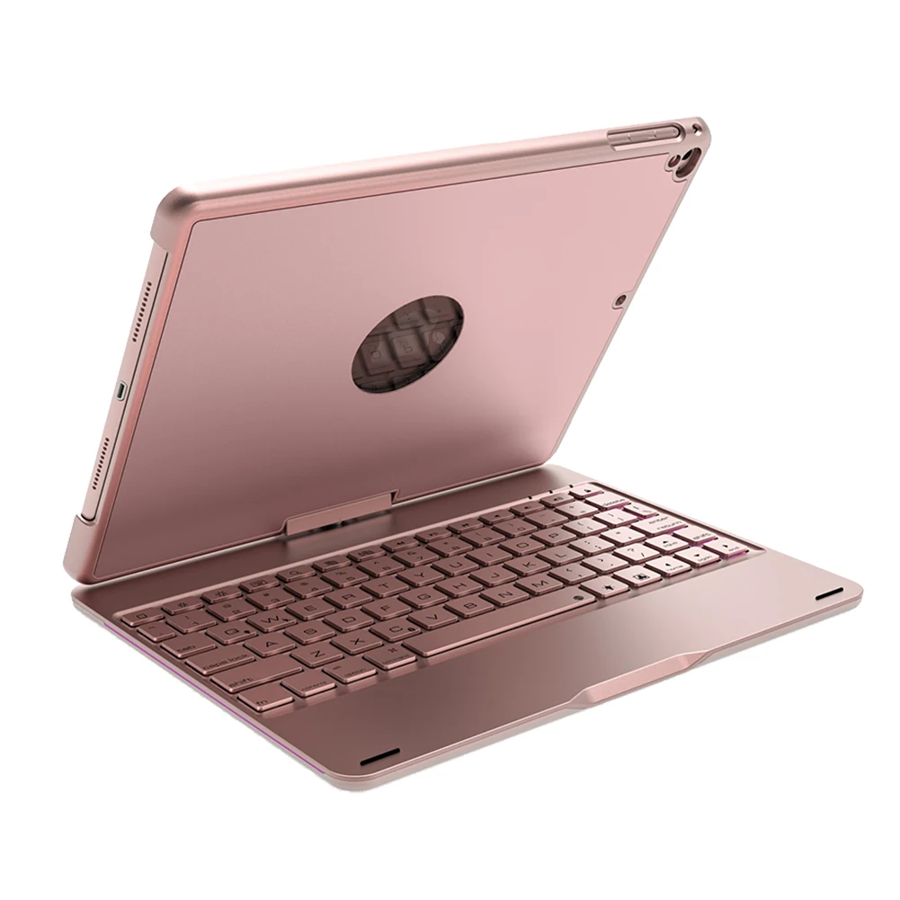 

360 Degree Rotating Portable Metal Wireless Bluetooth Desktop Home Office Keyboard Cover Smart Colorful Backlit For Pro9.7