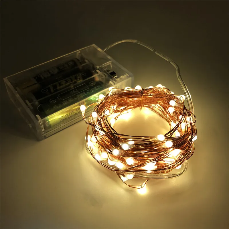 2M 5M 10M 100 Led Strings Copper Wire 3XAA Battery Operated Christmas Tree Wedding Party Decoration LED String Fairy Lights copper wire string lights fairy led battery operated garland for christmas tree wedding party holiday decoration 1m 2m 3m 5m 10m