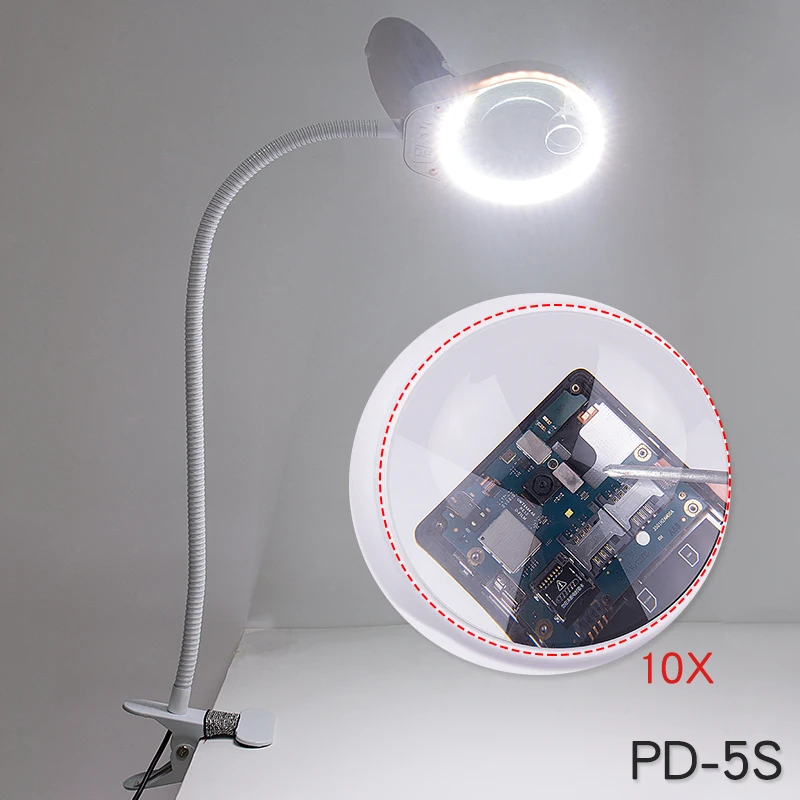 

Desktop magnifier 3X/10x magnifying glass table machine LED Lamp for Teaching expriments reading Beauty Salon Nail Tattoo 220V