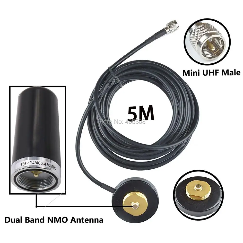 NMO mount antenna base mini UHF male PL 259 5M for motorola kenwood mobile radioin