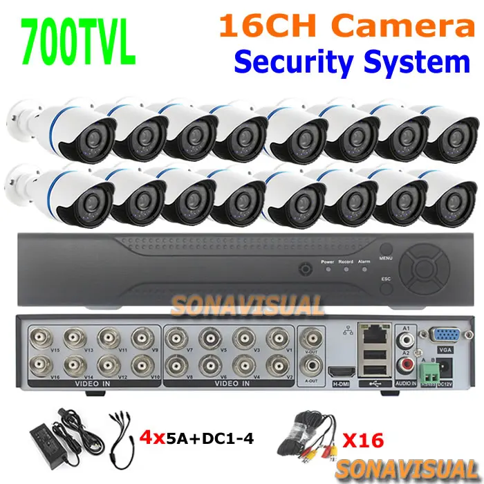 

16CH CCTV System 16 Channel Recorder+16Pcs 700TVL Security Camera With IRCUT Filter Outdoor Waterproof Night Vision For DVR Kit