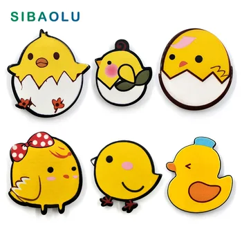 

6pc Fashion Yellow Chick Duck fridge magnets Cartoon Beauty whiteboard sticker Refrigerator Kid Message post Home Decoration
