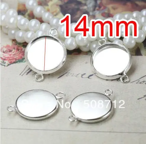 

Free shipping!!! 200pcs silver plated Double rings Cameo Frame Settings Connectors fit 14mm,Cameo Cab settings,pendant base