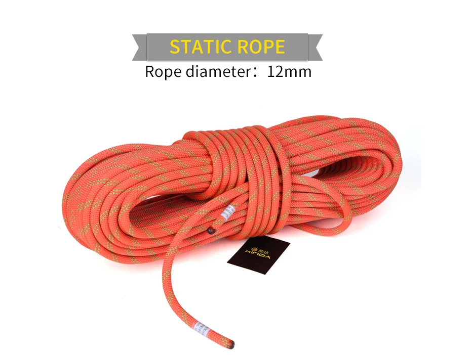 Diâmetro de Alta Xinda Acampamento Escalada Corda Estática Resistência Correia Segurança Equipamento Sobrevivência 12mm 2 Acessórios para escalada