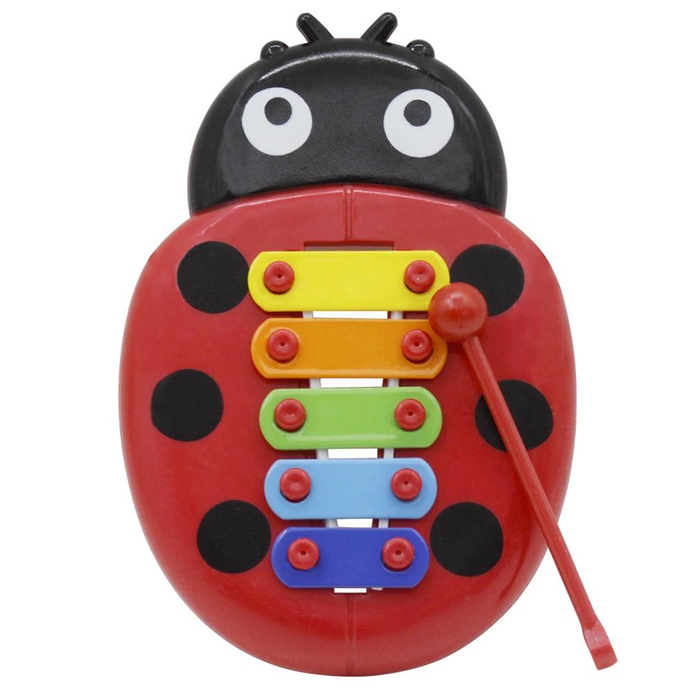 

5 Tones Xylophone Glockenspiel Colorful Cartoon Ladybird Shape with Mallet for Kids Children Percussion Instrument Musical Toy