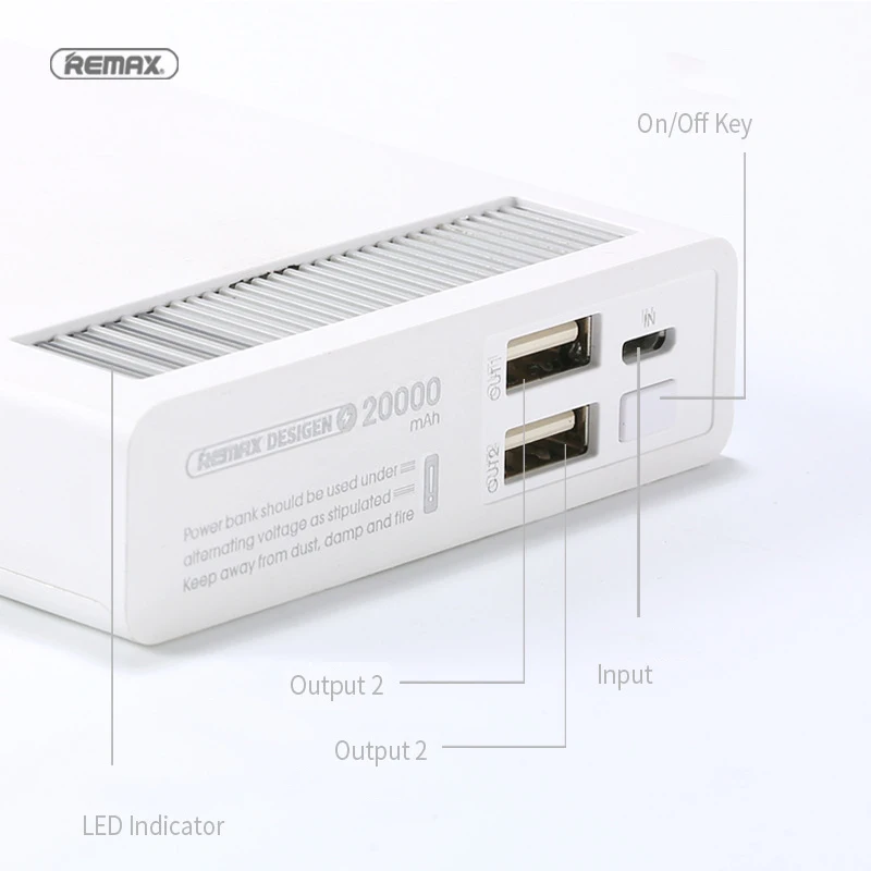 Remax 2.4A Быстрая зарядка 20000 мАч Pover Bank Dual USB быстрая портативные внешние