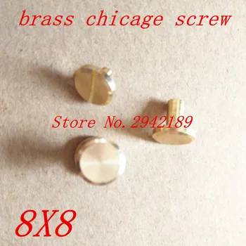 

50 sets 8*8mm falt head solid Brass Chicago Rivets Studs Screw Screwback For Leather Craft Handbags Shoes