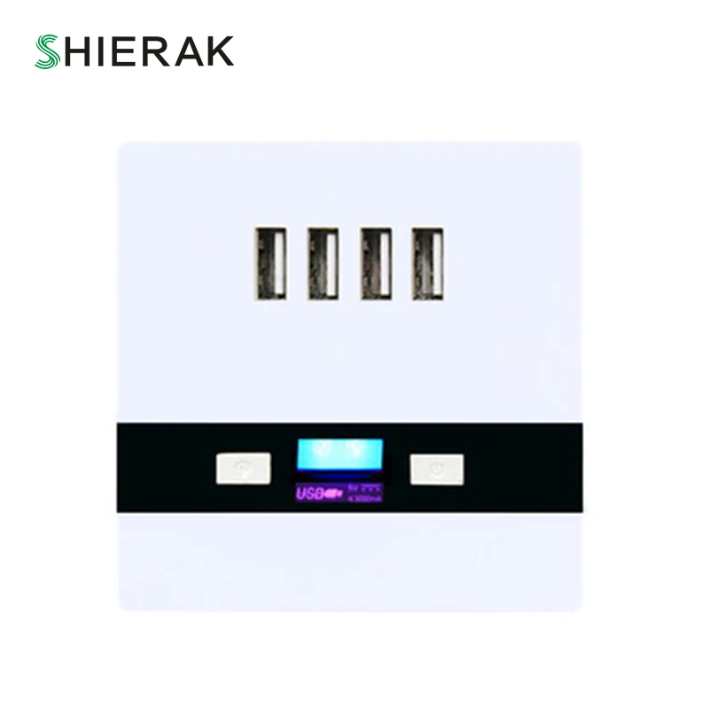 

SHIERAK New Universal 4 USB Port DC 5V 3A Wall Face Plate Outlet Panel Power Supply Socket Plug Switch Wall Charger USB Outlet